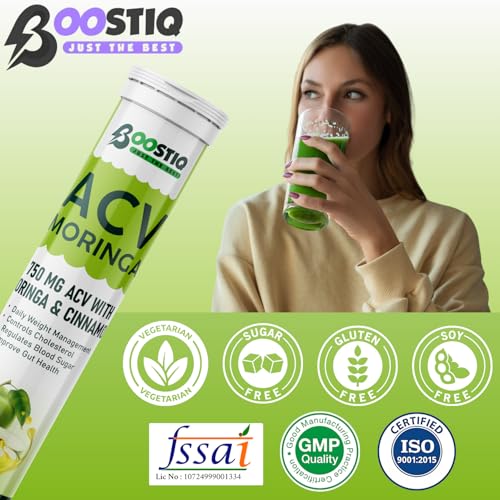 Image of Green Apple ACV Moringa Effervescent Tablets | Apple Cider Vinegar with Moringa & Cinnamon | Green Apple Flavor | Nutraceutical Drink Tablets | Pack of 2