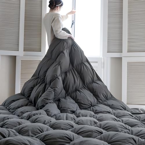 Image of KAKABELL Grey Goose Feather Down Comforter Super King Size 120 inchx120 inch