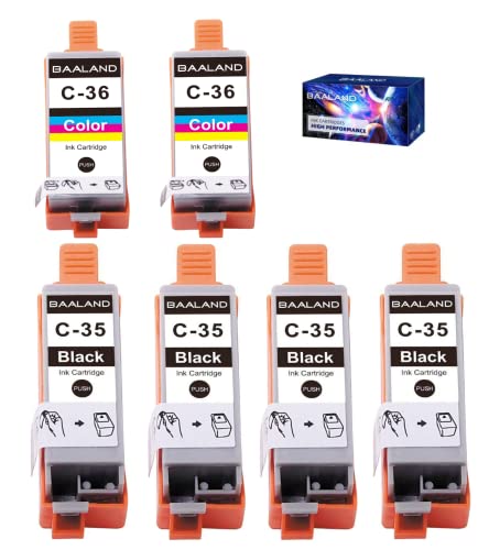 Compatible Canon 35 36 Ink Pgi-35 Cli-36 Canon Pixma Ip110 Tr150 Ink Cartridges Repalcement For Canon Pixma Ip110 Tr150 Ip100 Mini260 Mini320 Printer (4X Pgi35 Black, 2X Cli36 Color 6-Pack) #TOP10