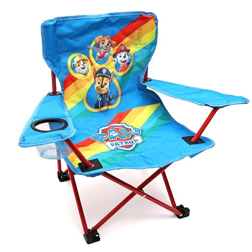 Toyland® Paw Patrol Pups Silla Plegable para Acampar para niños con portavasos y Bolsa de Almacenamiento Viajes de Campamento, Playa y jardín