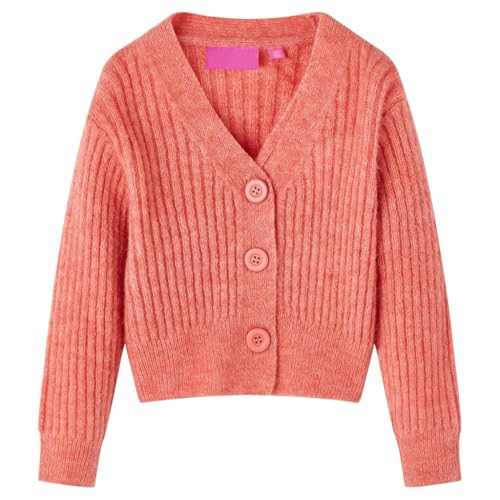 vidaXL Kinder-Strickjacke Mädchen Langarm Pullover Kinderjacke Jacke Mittelrosa 104