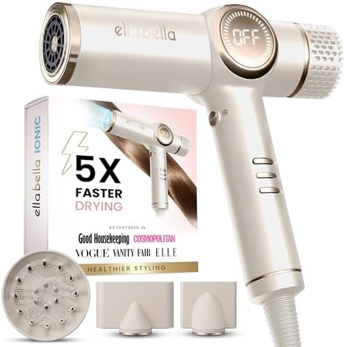 ELLA BELLA® Professional Ionic Hair Dryer with Diffuser • Negativ...