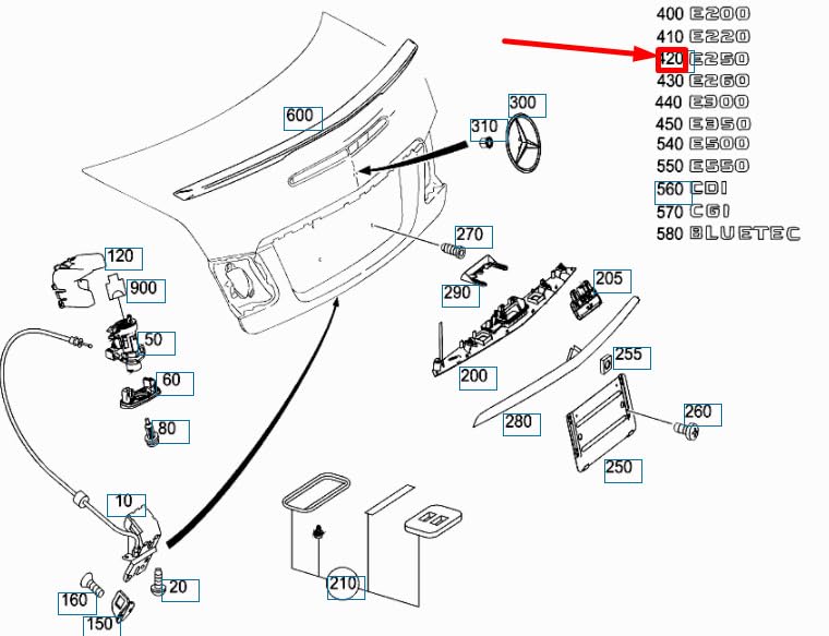 Pour Emblème de couvercle arrière Mercedes-Benz E Coupé C207 A2128176215 d'origine
