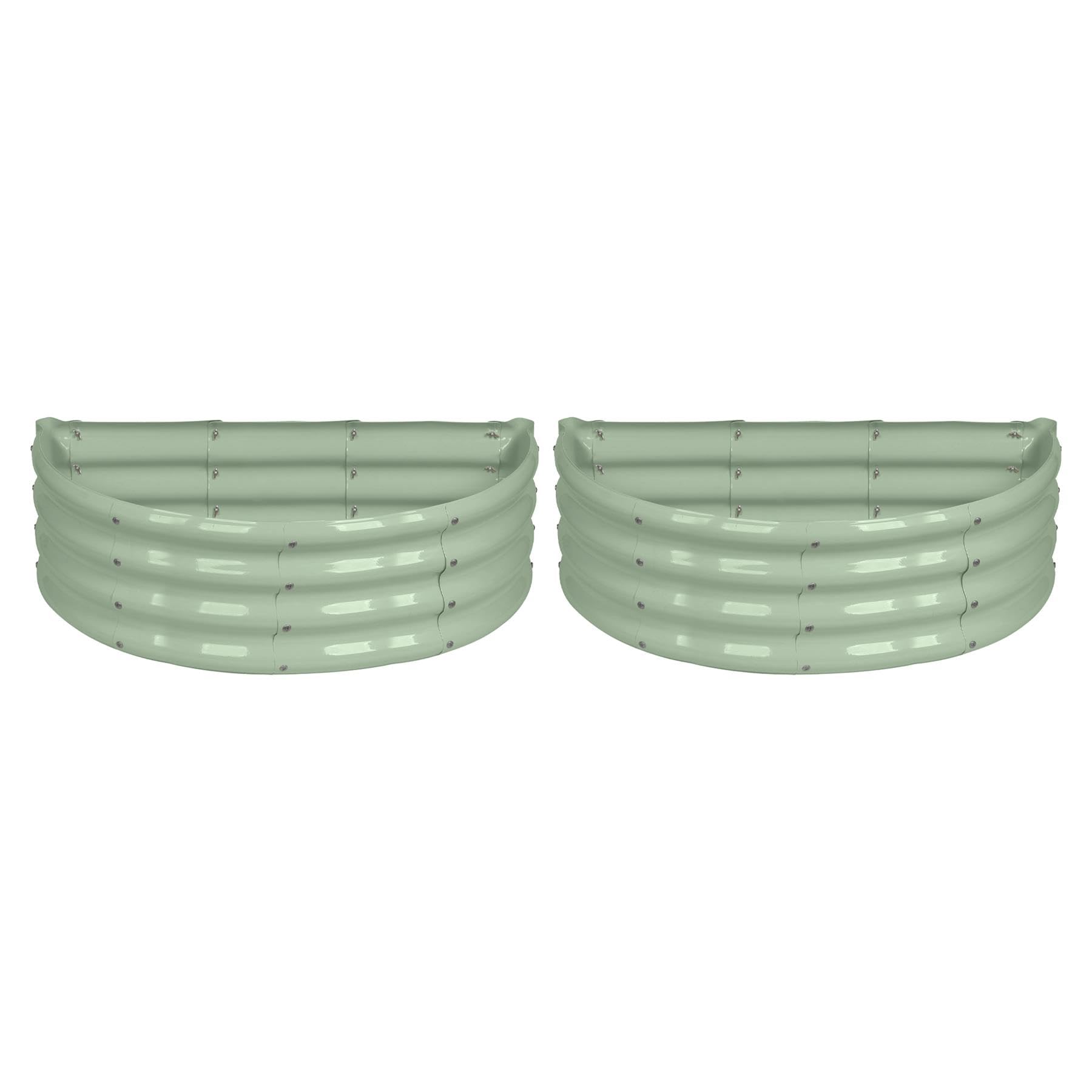 B&Q -  Raised Garden Beds2X Green Semi-Circle Bottomless Galvanised Steel Metal Planter Box 90 X 45Cm