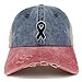 Trendy Apparel Shop Melanoma Awareness Black Ribbon Patch Frayed Bill Trucker Mesh Back Cap - Navy Wine