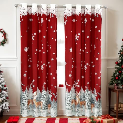 CAROMIO Christmas Curtains for Living Room, Velvet Curtains 84 Inches