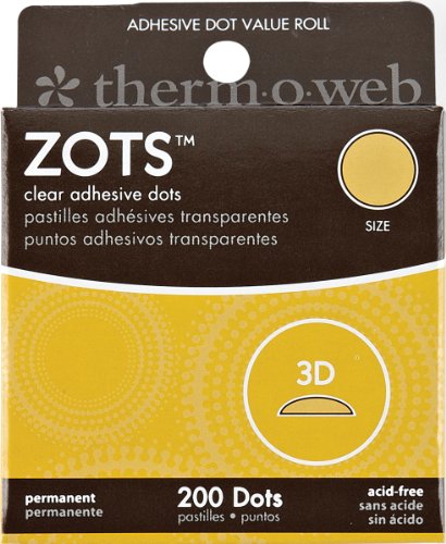 Thermoweb Zots Clear Memory Adhesive Dots, 3-D, 200 per Pack - 3 PACKS