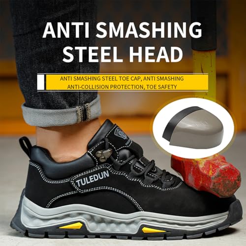 Image of Nutropa Welding Work Boots for Men Composite Toe Safety Boots Non Slip Steel Toe Work Shoes Lightweight Construction Welder Boots