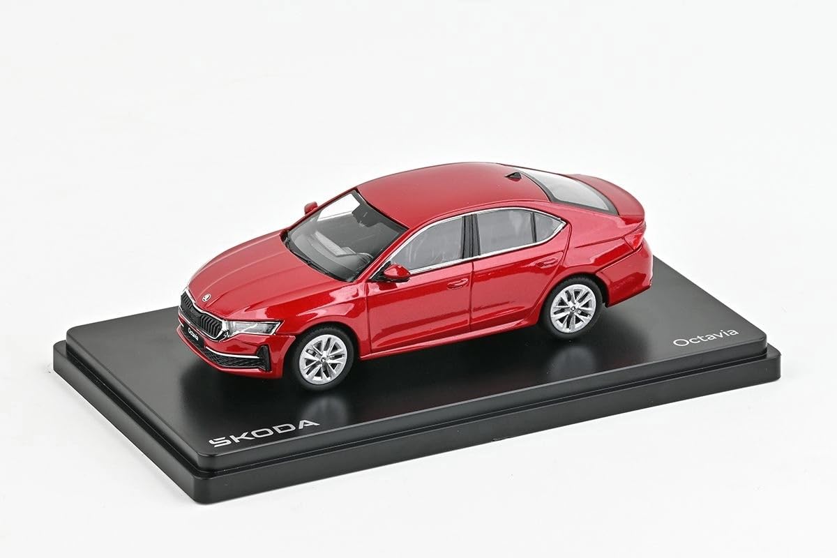 Skoda Octavia IV FL (2024) 1:43 Diecast metalowy model samochodu, wierny model kolekcjonerski i samochód zabawkowy dla dzieci i dorosłych, miniaturowy pojazd jako prezent – czerwony aksamit