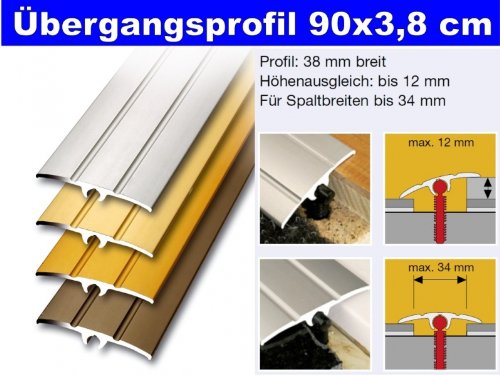 Preisvergleich Produktbild flexiCLIP Übergangsprofil 90x3,8 cm Spezialdübel Alu champagner