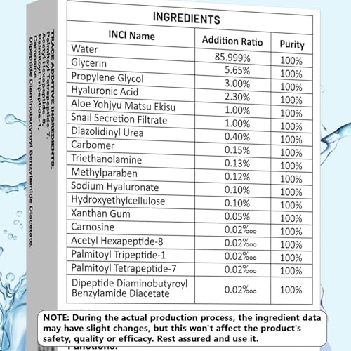 Image of 2.3% Hyaluronic Acid Serum for Face with 1% Snail Secretion Filtrate Deep Moisturizing Anti-Aging Anti-Wrinkle (3Pack-Each 15g)