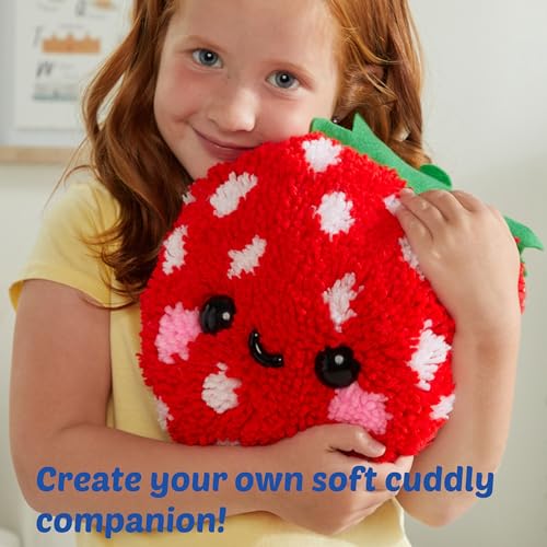 Image of LatchKits Strawberry Pillow - Latch Hook Kits for Kids, Arts and Crafts, Yarn Art, Kids Crafts, Toys for Girls, Birthday Gift for Girls, Easy to Follow Pattern, Hook Included, Craft Kits, Ages 6+