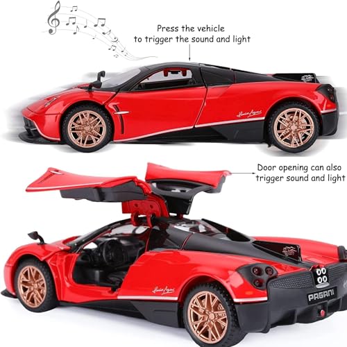 Image of Pagani Huayra 1:32 Model Car Exclusive Alloy Metal Pull Back Die-cast Car Diecast Metal Toy car with Openable Doors & Light Music Best Gifts Toys Kids【Colors as Per Stock】