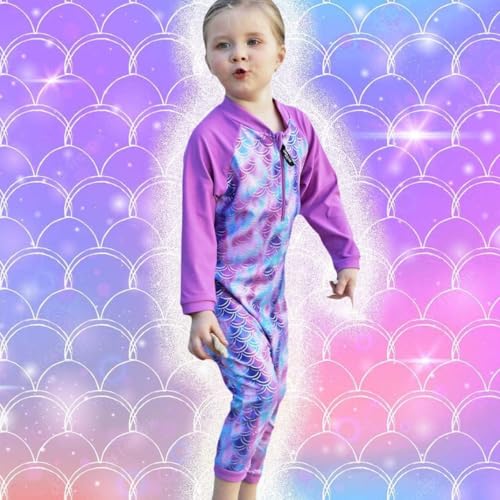 Image of weVSwe Baby Girl Toddler UPF 50+ Rash Guard Swimsuit Sun Protection Beachwear Zipper Bathing Suit 0-3 Years