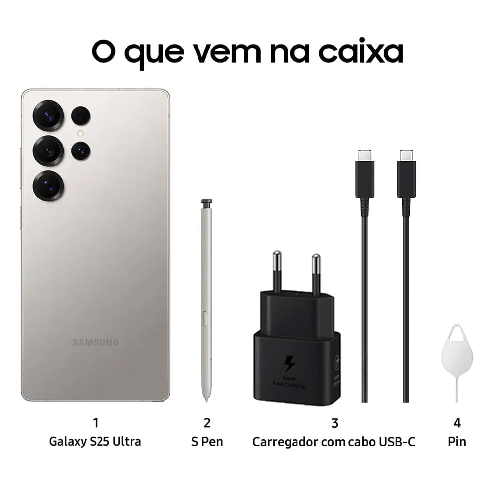 Celular Samsung Galaxy S25 Ultra 5G, 256GB, 12GB RAM, Câmera