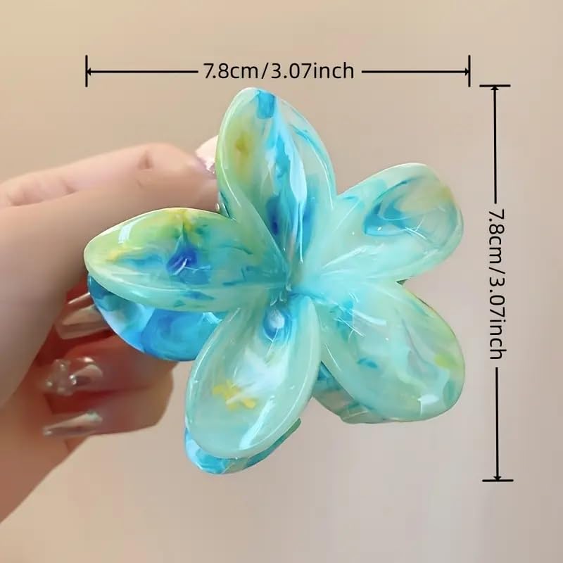 Image of Flower Claw Clip for Women - 3 Pc Hawaiian Plumeria Flower Hair Clip Set, Strong Hold Floral Clutcher, Large Matte Claw Clips for Thick & Thin Hair for Girls