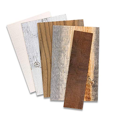 Stikwood Wall Decor | Peel and Stick Wood Plank Test Kit, Reclaimed 5 Pack Sample Set