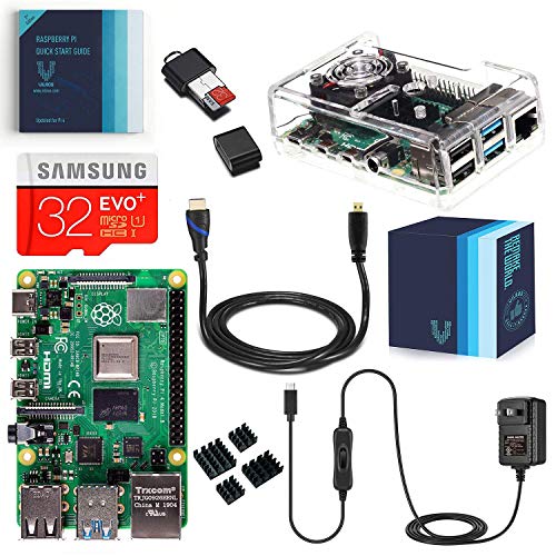Vilros Raspberry Pi 4 4GB Complete Kit with Clear Transparent Fan Cooled Case
