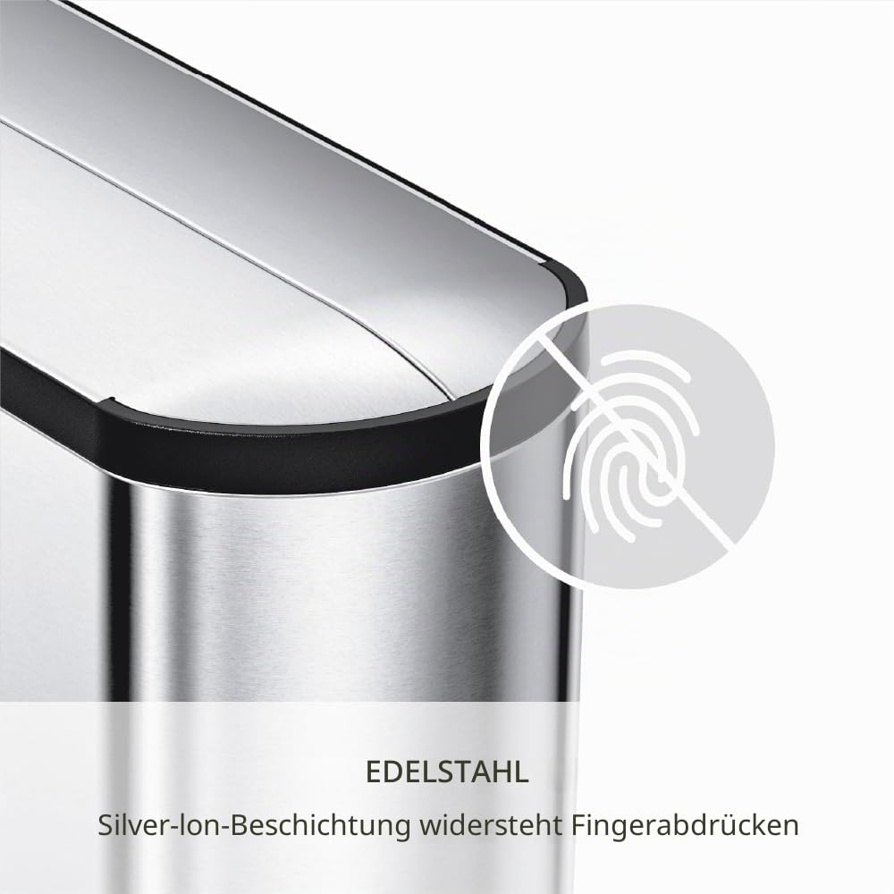 simplehuman CW1899 10 Liter, schmetterling Treteimer, kleiner Mülleimer Bad Badezimmer Büro Schlafzimmer, gebürsteter Stahl, 10 Jahre Garantie
