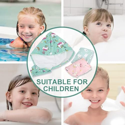 Faisoty 3Pcs Microfiber Hair Towel For Kids, Quickly Drying Hair Towel With Button Using For Wet Hair Drying For Kids/Girls/Women #TOP2
