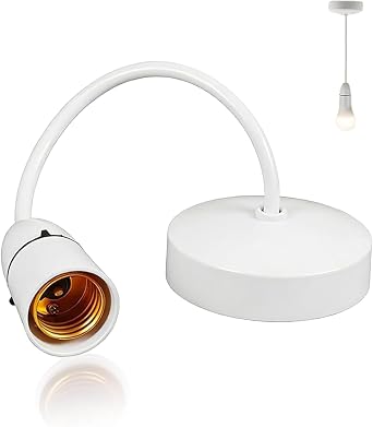 Ceiling Pendant Light Fitting, E27 Ceiling Hanging Lights 6"150mm Fixtures Modern Hanging Light Fixture Kit for Kitchen Living Room Bedroom Dining Room DIY Industrial Pendant Lighting White [Energy Class A]
