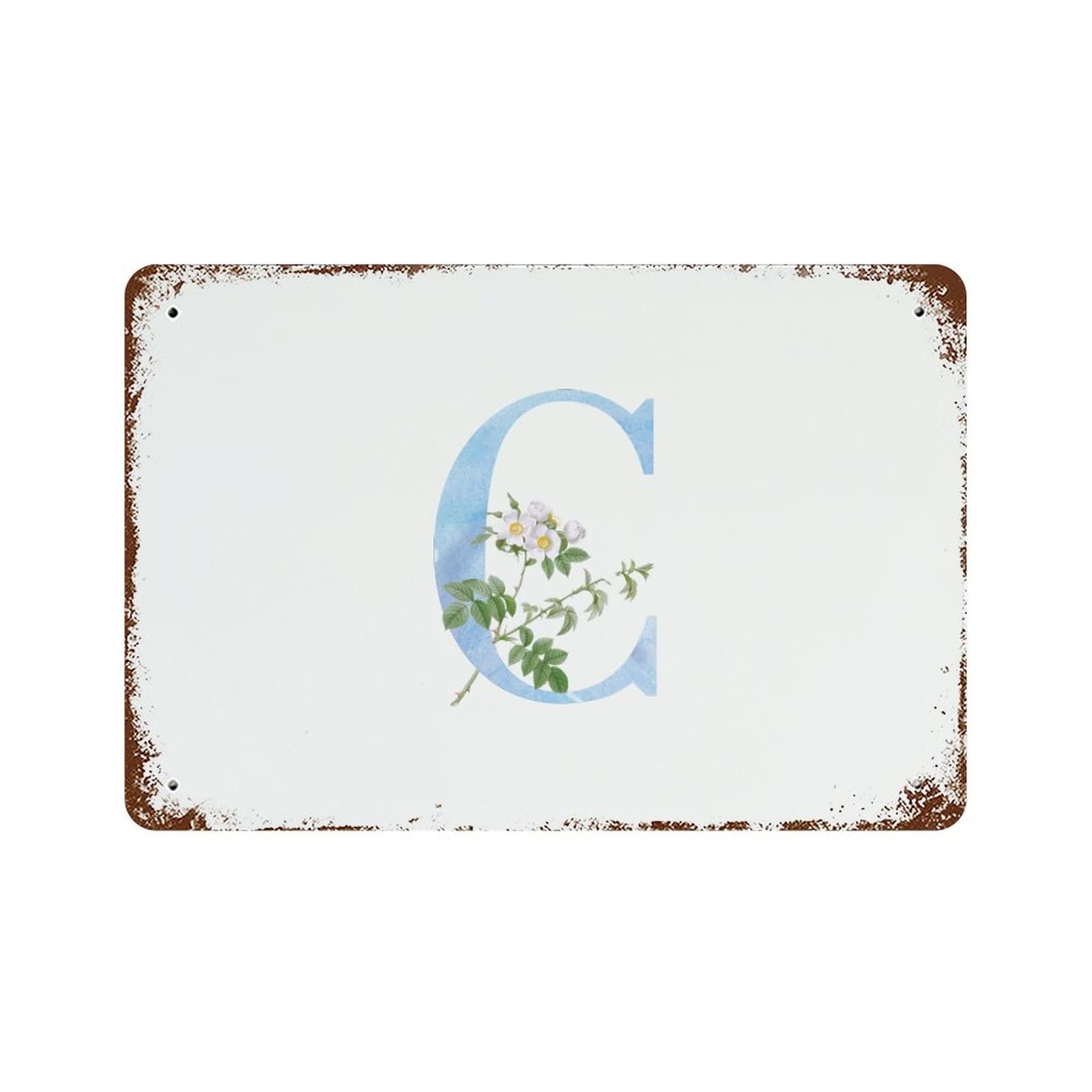 Panneau C monogramme lettre rétro floral, l'idée cadeau idéale pour un abri ou pub