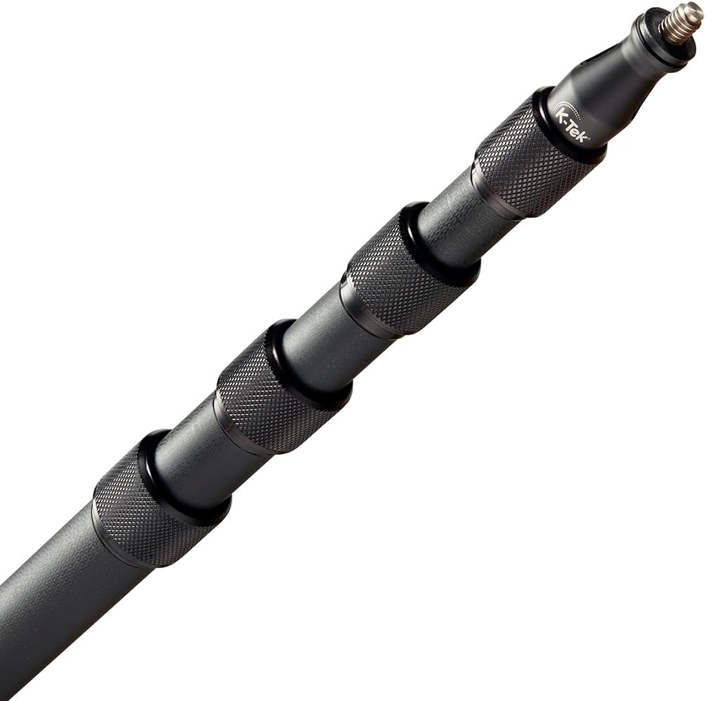 Close-up of the K-Tek boompole's top section with the 3/8-inch thread for microphone attachment.