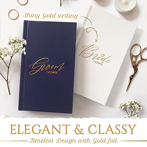 Bride And Groom Vow Books, Vow Books For Wedding Comes With White Keepsake Box, Vow Books His And Hers In White And Navy With Gold-Foil Lettering, Vow Book, Wedding Vow Books, Wedding Vows (Vb-001) #TOP4