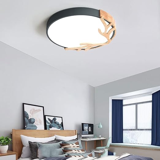 CSSYKV LED-plafondlamp Modern Creatief Houten Art Hertengewei Inbouwplafondlampen Rond Ultradun 2,3 Inch Metaal Acryl Slaapkamerlampen Woonkamer Gang Plafonddecoratie Lampen CSSYKV photo 2