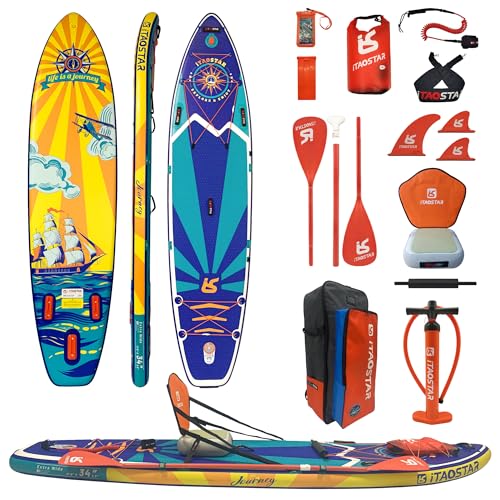 iTAOSTAR Journey 350cmx86cm Tabla De Paddle Extra Ancha Para Un Mejor Equilibrio, Tabla De Paddle Inflable Más Segura Con Rieles De 3 Capas, Más Tablas De Paddle Divertidas Con Asiento y Kayak CNV Kit
