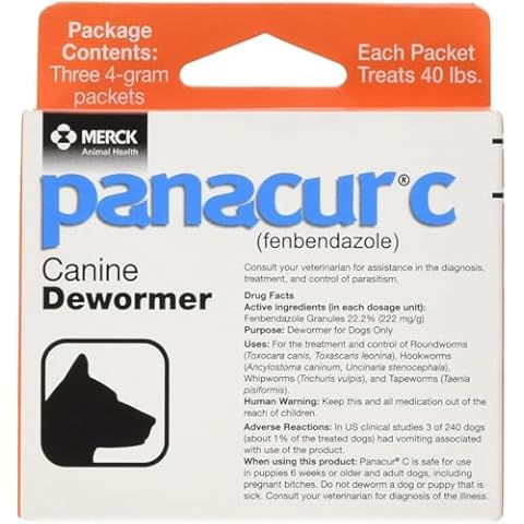 Panacur C Canine Dewormer, Net Wt. 12 Grams, Package Contents Three, 4 Gram Packets (4-(Pack)) Cover