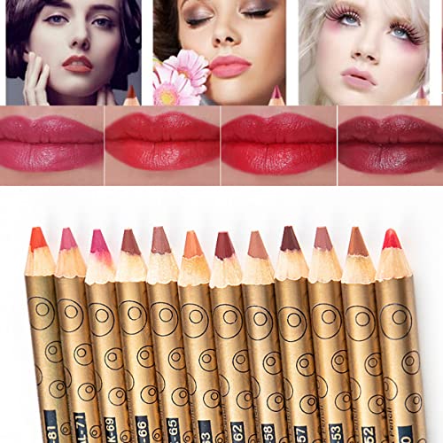 Go Ho 12 Colors Lip Liner Pencil Set Professional Matte Lipline,Natural Highly Pigmented Waterproof Long Lasting Smooth Natural Contour Soft Shaping Lip Liners Makeup Pencil for women