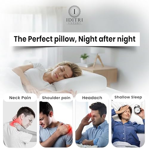 Image of High Density Memory Foam Cervical Pillow Set of 2 for Neck Pain Relief, 50x30x6 cm Orthopedic Support, Breathable Luxury Cover, Aligned Spine Bedding for Side and Back Sleepers, White