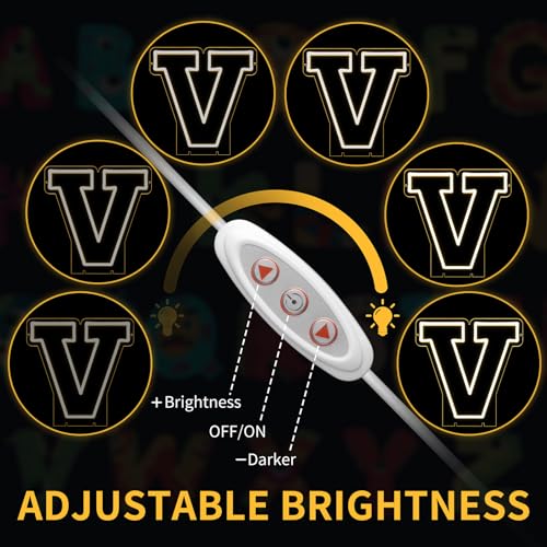 Image of Light Up Letters V, Led Marquee Letter Lights Neon Sign, 13.7 inch Height Decorative Lighted Alphabet Number, Battery /USB Powered Led Letters Lights for Wedding, Birthday, Party, Christmas or Home Decor