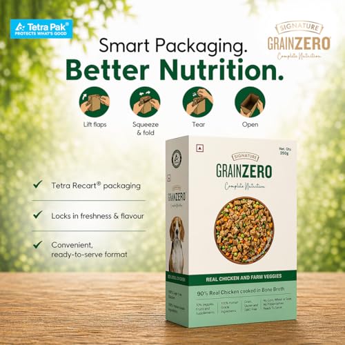 Image of Grain Zero Dog Fresh Food Tetra Pak Real Chicken & Vegetables, for Adult & Puppy, 350g | Supports Joint & Health | Immune System | Anti Inflammatory Properties | Ready to Serve | One Pack One Meal