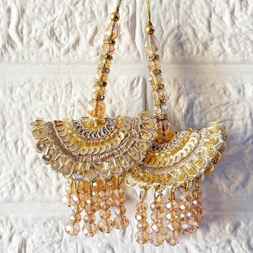 Image of Adikala Craft Store Handmade Ethnic Latkan Tassel Set of 2 for Saree Pallu, Blouse, Suits, Dupatta, Lehenga Decor (Metal Sequin)