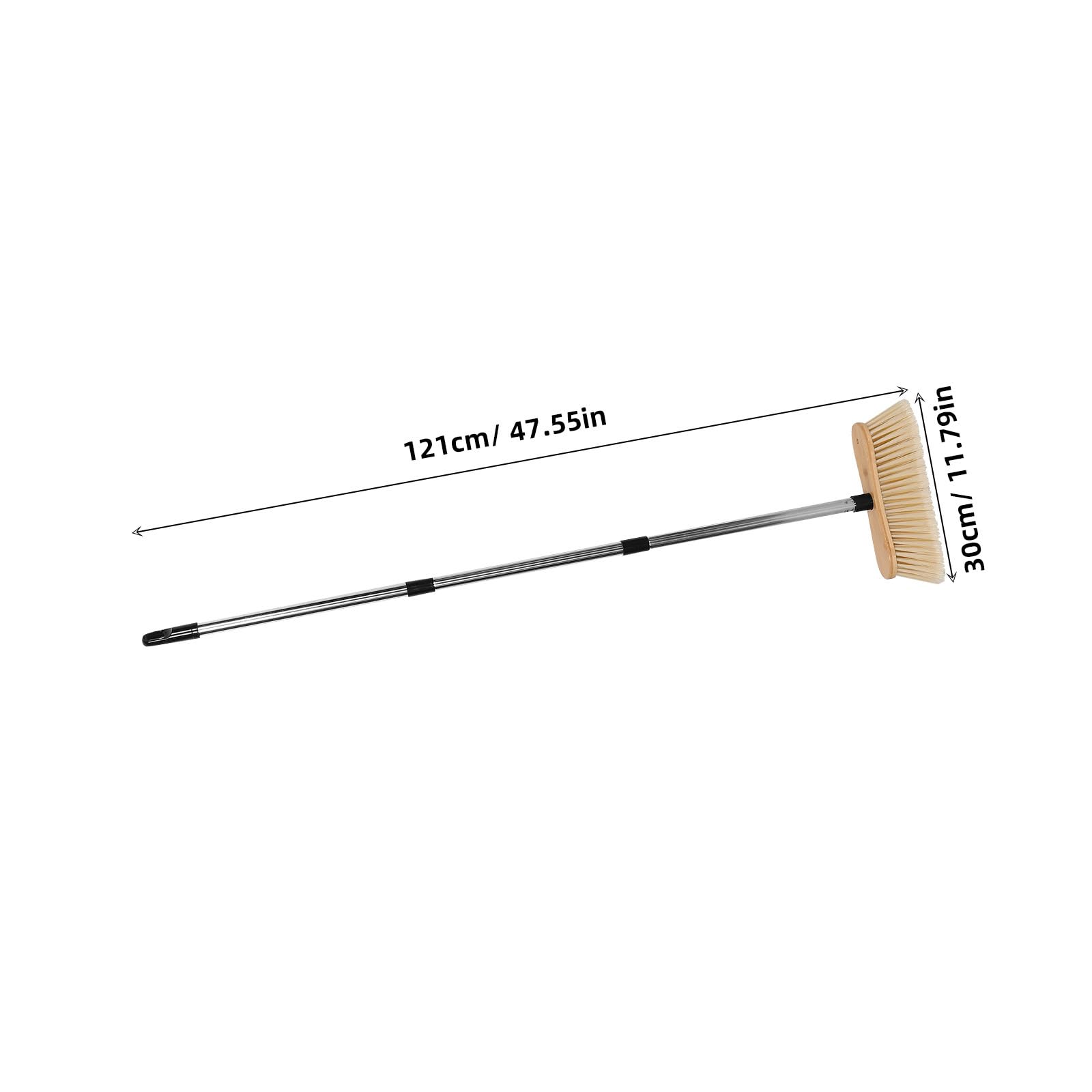 Alipis Escoba de Bambú con Cerdas Rígidas para Jardín, Mango de Acero Inoxidable Desmontable, Cepillo de Barrer Exterior para Patio y Terraza, Escoba Resistente para Limpieza Doméstica