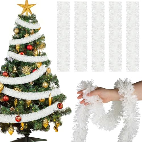 12M x 1 Stück Weihnachtsbaum Girlande Glitzer,9cm Weihnachtsgirlande...