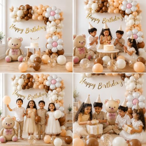 Image of Teddy Bear Theme Birthday Balloon Decoration Kit, Pack of 49 pcs