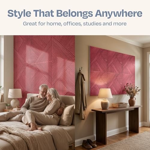 Image of XL Acoustic Wall Panels 6-Pack Decorative Acoustic Panels High Density Sound Absorbing Wall Art 70.86X47.24 Inches with Self-adhesive for Studio Home and Office - Cherry Wood Finish