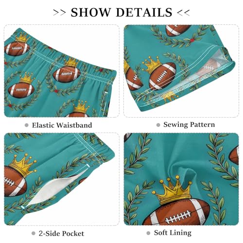 ALAZA American Football Leaf Crown Pajama Shorts Elastic Waist Casual Sleep Shorts with Pockets Size 6-143
