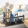 Kitsure Sponge Holder for Kitchen Sink – Rustproof Stainless Steel Sink Caddy Organization and Storage with High Brush Holder, Home Decor Gadget, 7.9″ x 3.7″ x 6.2″, Black