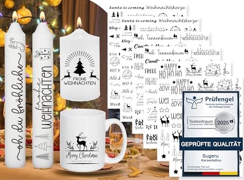 Sugeru 6 PCS Kerzentattoos Weihnachten (200+...