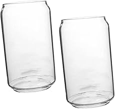 FUOYLOO 2 peças de lata de coca de vidro, copo de café expresso, lata de cerveja, copos de martini, copo de água transparente, lata de refrigerante, copos de cerveja, copo de vidro delicado, copo de vidro para bar