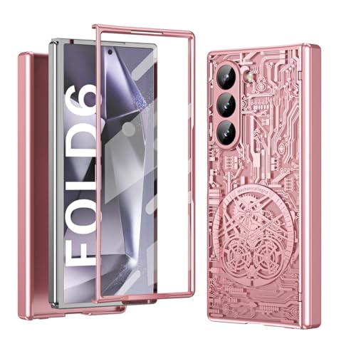 Coque Samsung Galaxy Z Fold 6 antichoc rigide or rose avec couvre charnière