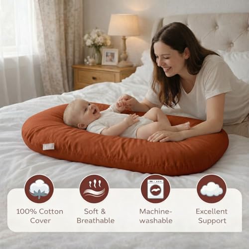 Image of Baby Lounger for Newborn 0-24 Months,Soft Infant Lounger & Play Mat & Diaper Changing Pad for Home,Travel & Floor Time,Newborn Babies Essentials Gifts(Coffee)