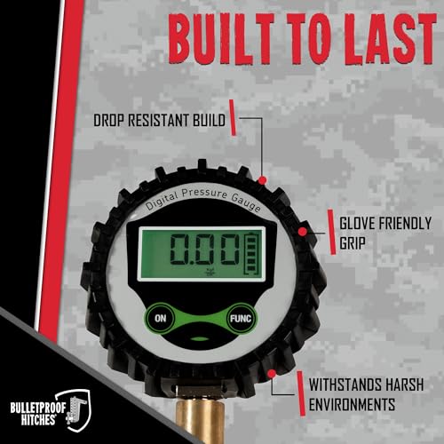 Image of Bulletproof Digital Tire Pressure Gauge 0-200 PSI, Heavy Duty with Reinforced Rubber Hose, LCD Display, Bleed Valve | AAA Batteries Included - for Trucks, RVs, ATVs, Trailers and More