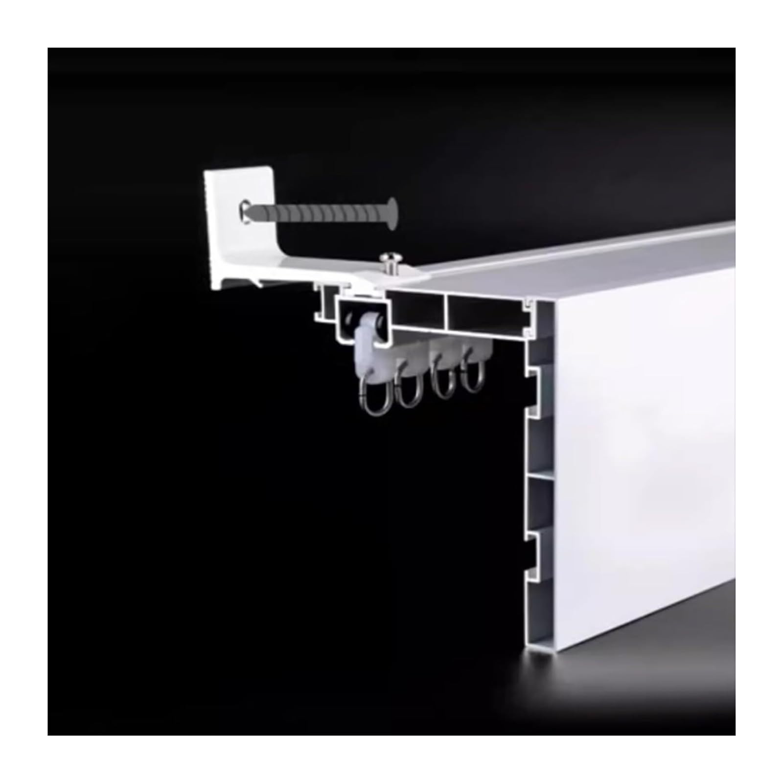 Double Track Curtain, 3in1 Wall-Mounted Curtain Track Cover Silent Room Divider Double Rail 100-390cm(Single Track,L130cm/51.2in)