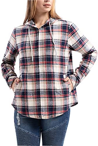 Women's Hooded Plaid Flannel Shirts 