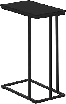 Monarch Specialties I 3467 Accent Table, C-Shaped, End, Side, Snack, Living Room, Bedroom, Metal, Laminate, Black, Contemporary, Modern